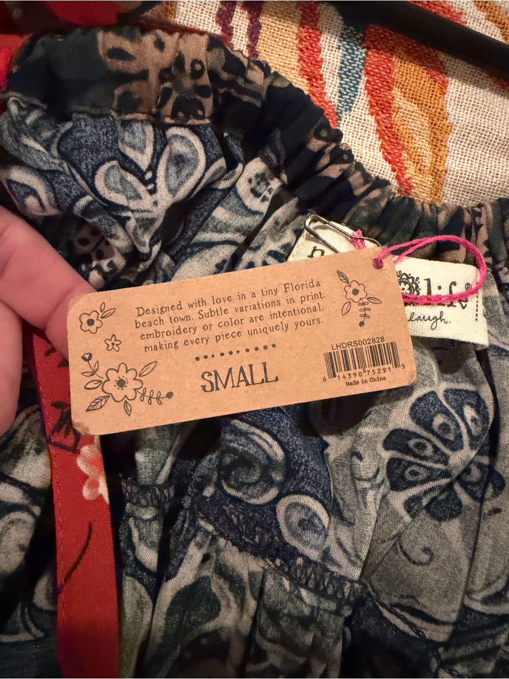 NATURAL LIFE Navy Floral Maxi Dress with Red Trim - Picture 7 of 7